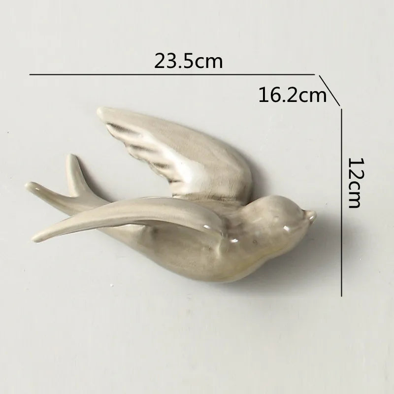 DecorBites™ Flying Bird Ceramic Wall Ornament Simulation Room Decoration Indoor Accent