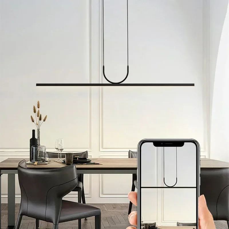 DecorBites™ Black LED Ceiling Chandelier: Modern Simple Kitchen Island Pendant Lamp for Home Decor