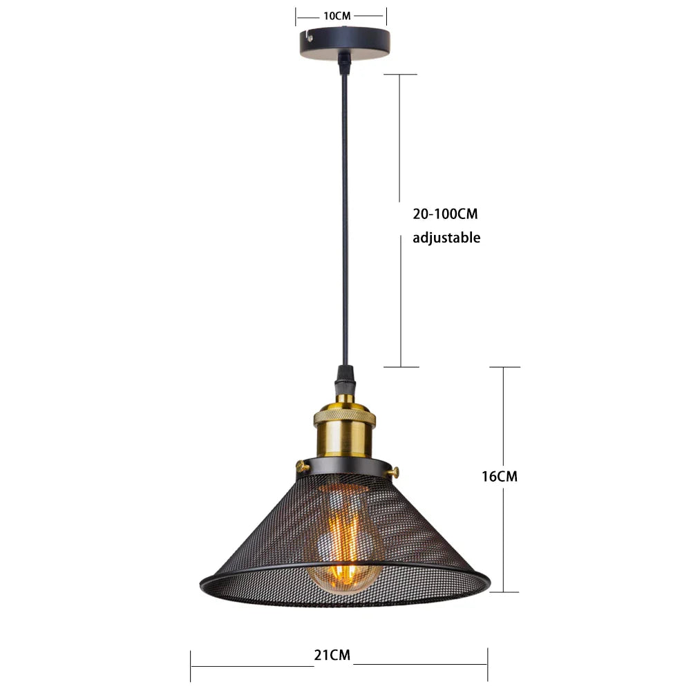 DecorBites™ Black Cage Pendant Light Iron Industrial Retro Lighting for Home Decor