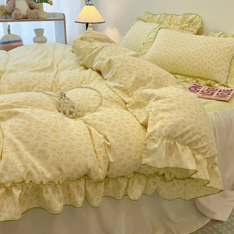Juego de ropa de cama Decorbites™ Princesa Coreana con Estampado Floral en Algodón Lavado para Niñas