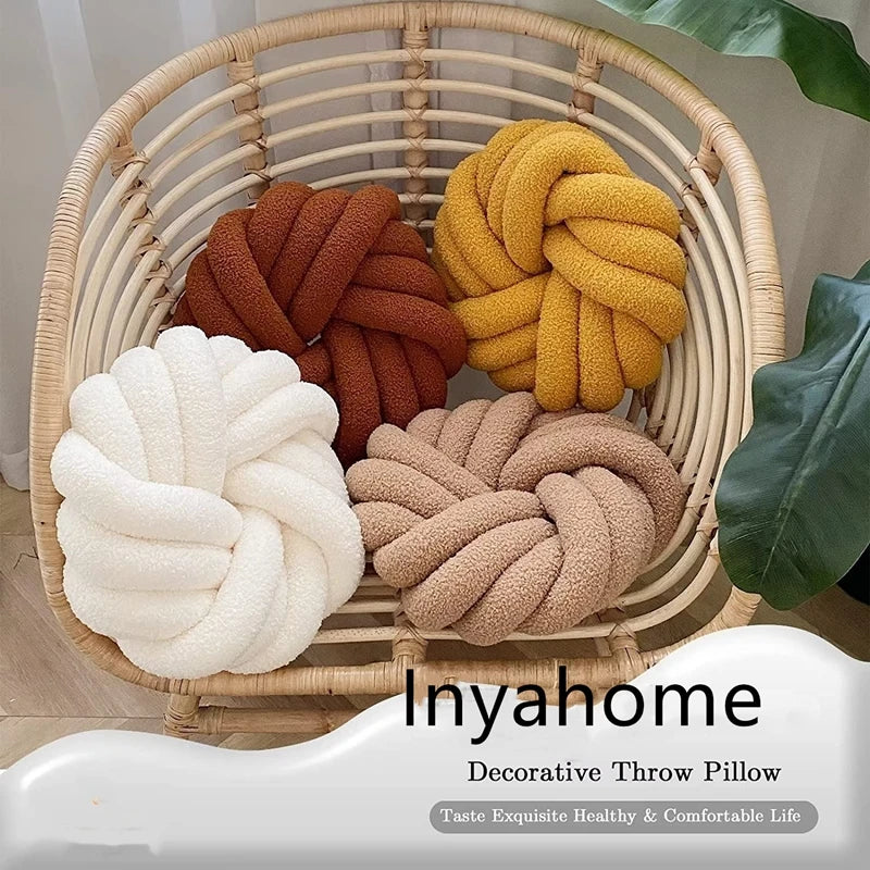 DecorBites™ Knotted Ball Grey Throw Pillow for Bed Couch Living Room