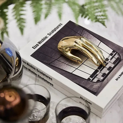 DecorBites™ Abstract Golden Hands Resin Sculpture Figurine Home Decor Craft