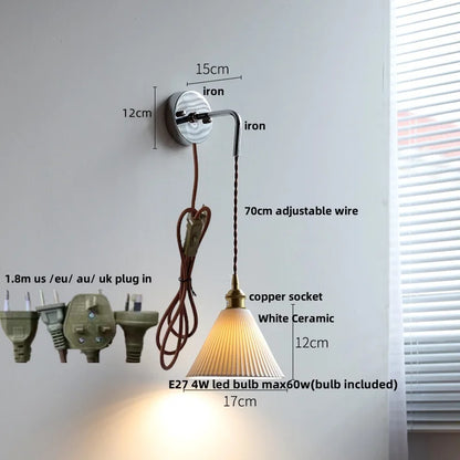 DecorBites™ Ceramic LED Wall Sconce Modern Nordic Design Adjustable Pull Chain Switch WC Mirror Light