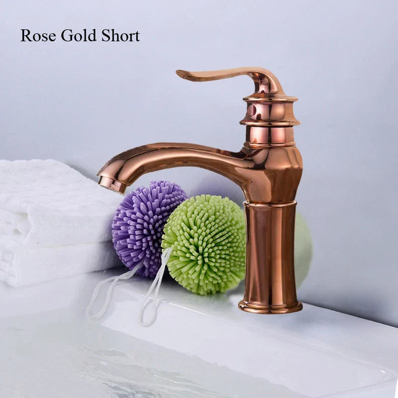 Grifo de Lavabo de Oro de la Cuenca Decorbites™ Moderno para Baño Accesorio de Cocina con Mango Único
