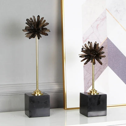 DecorBites™ Crystal Handicraft Artificial Flower Metal Figurine Home Decor Accessory