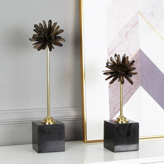 DecorBites™ Crystal Handicraft Artificial Flower Metal Figurine Home Decor Accessory