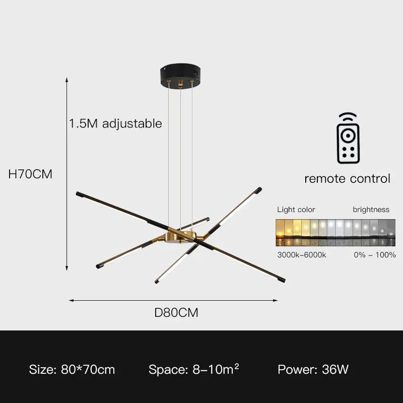 Lámpara de techo DecorBites™ de lino: Lámpara colgante negra y dorada para el hogar, la oficina o el restaurante.