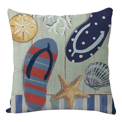 DecorBites™ Coastal Cushion Cover - Sea Theme Decorative Sofa Pillowcase