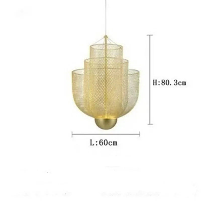 DecorBites™ Grid Meshmatics Dimmable LED Chandelier Pendant - Modern Metal Design