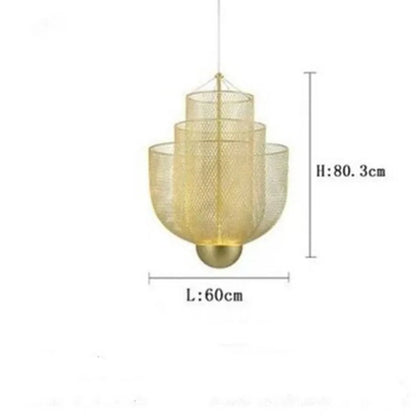 DecorBites™ Grid Meshmatics Dimmable LED Chandelier Pendant - Modern Metal Design
