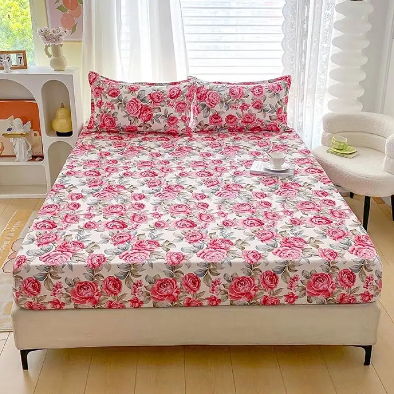 Decobites Floral Printed Fitted Bed Sheets for Single/Queen/King Mattress