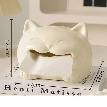 DecorBites™ Cartoon Puppy Tissue Box: Cute Animals Ceramic Desk Decoration & Paper Towel Case