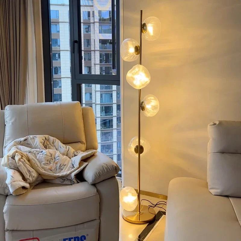 DecorBites™ Glass Shade LED Floor Lamp for Home Decor, Living Room, Bedroom, Minimalist Design