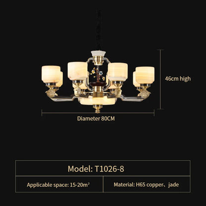 DecorBites™ All Copper Jade Chandelier for Living Room, Villa Duplex Multi-storey Lighting