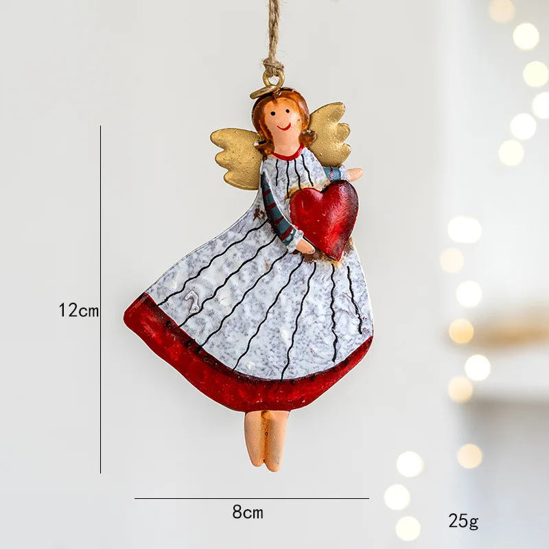 American Country Retro Old Iron Christmas Angel Girl Decoration Pendant Christmas Tree Decoration