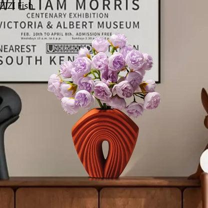 مجموعة مزهريات سيراميك هندسية من DecorBites™ لتنسيقات الأزهار العصرية