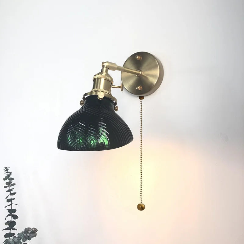 DecorBites™ Green Glass Copper LED Wall Lamp Sconce Modern Nordic Design