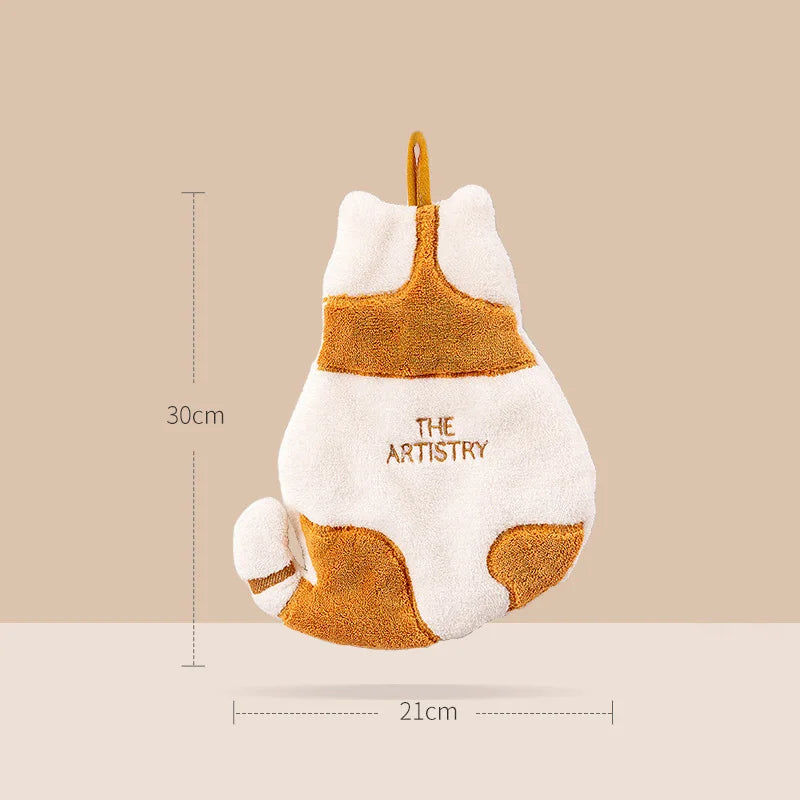 DecorBites™ Cartoon Animals Hand Towel: Soft Coral Fleece, High Absorbency, Skin Friendly Kids' Towel