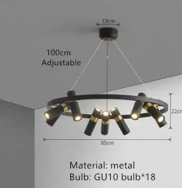 DecorBites™ مصباح LED بحلقة سوداء لغرفة المعيشة وغرفة الطعام والمطبخ والبار