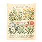 Decobites Botanical Wildflower Reference Chart Tapestry Wall Hanging - Bohemian Home Decor