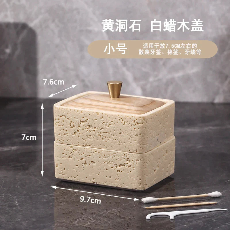 DecorBites™ Double Decker Natural Stone Jewelry Organizer - 2 in 1 Floss Box & Bathroom Storage