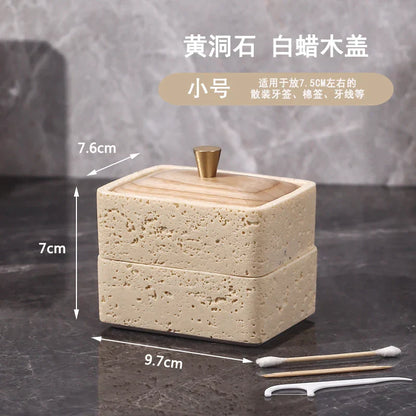 DecorBites™ Double Decker Natural Stone Jewelry Organizer - 2 in 1 Floss Box & Bathroom Storage