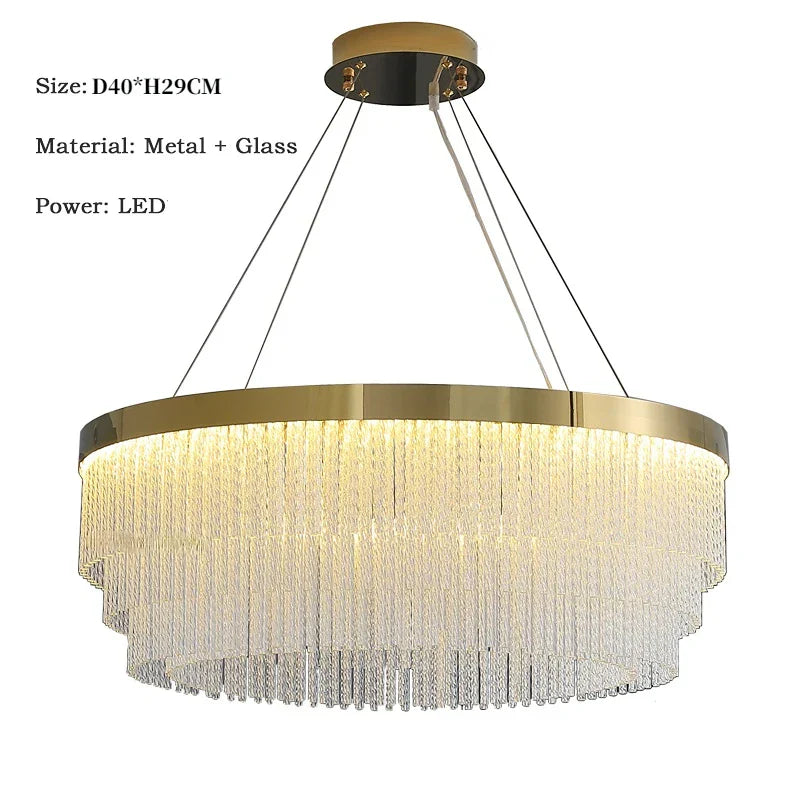 DecorBites™ Crystal Ceiling Chandelier: Modern LED Luxury Pendant Light for Home Decor
