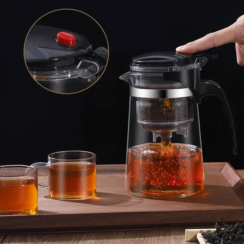 DecorBites™ Glass Tea Kettle with Infuser for Brewing Tea and Herbal Drinks