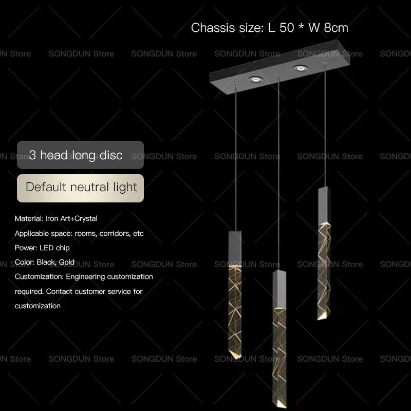 DecorBites™ Crystal Loft Chandelier for Duplex Living Room & Stairwell, Long Hanging Lighting