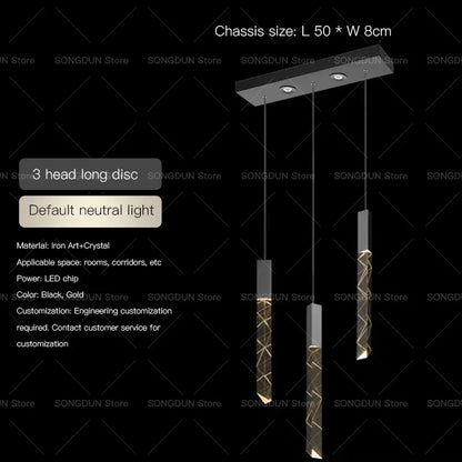 DecorBites™ Crystal Loft Chandelier for Duplex Living Room & Stairwell, Long Hanging Lighting