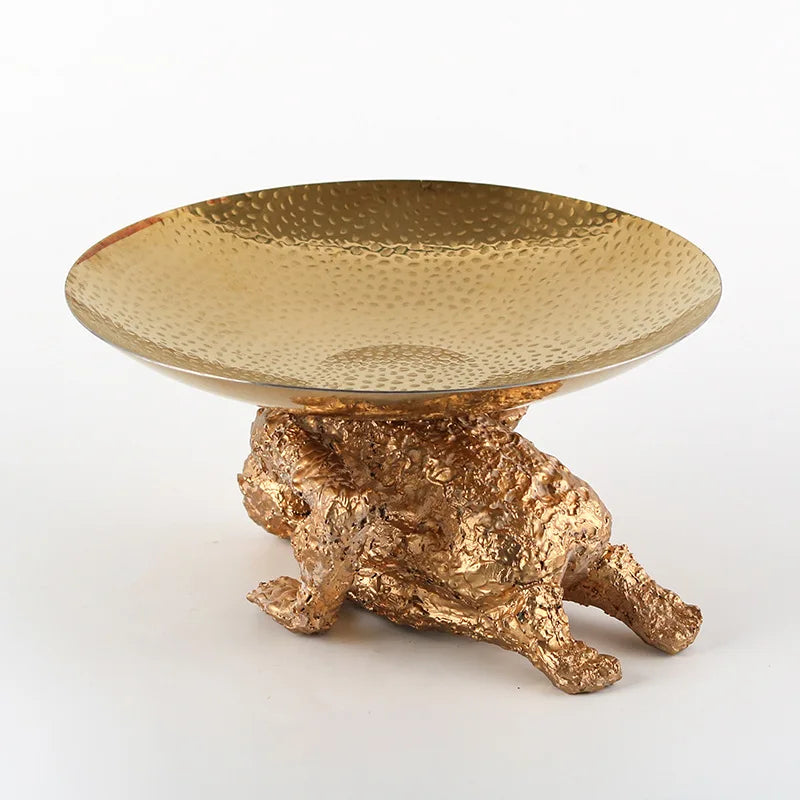 DecorBites™ Golden Resin Handicraft Tray Figurine for Home Decor