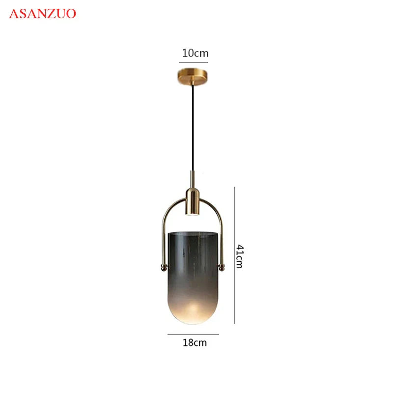 DecorBites™ Gradient Glass Pendant Light: Modern Nordic Hanging Fixture for Bedside Living Dining Decor