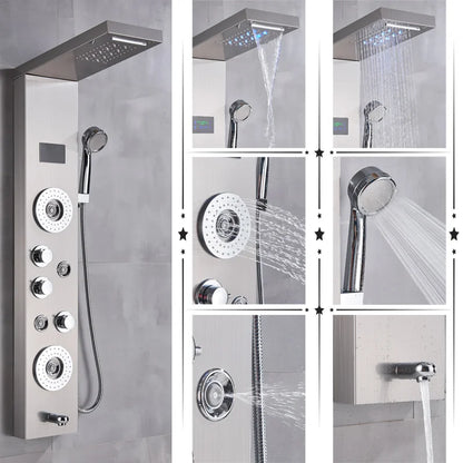 DecorBites™ LED Rainfall Shower Panel System with Temperature Screen & Massage SPA