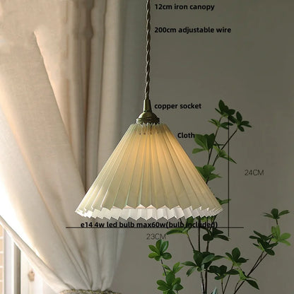 DecorBites™ LED Walnut Wood Pendant Light Japan Style Bouffant Cloth Living Room Decoration