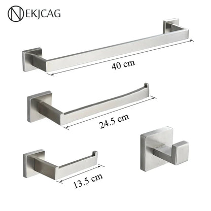 مجموعة حمام ديكوربايتس™ السوداء: حامل مناشف، حامل ورق، قضيب ذهبي، خطاف رداء - إكسسوارات من الفولاذ المقاوم للصدأ
