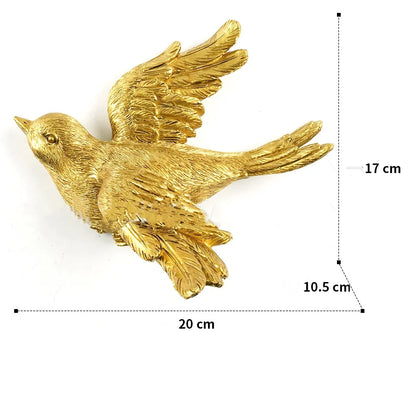 DecorBites™ Golden Bird & Butterfly Resin Wall Decoration Statues