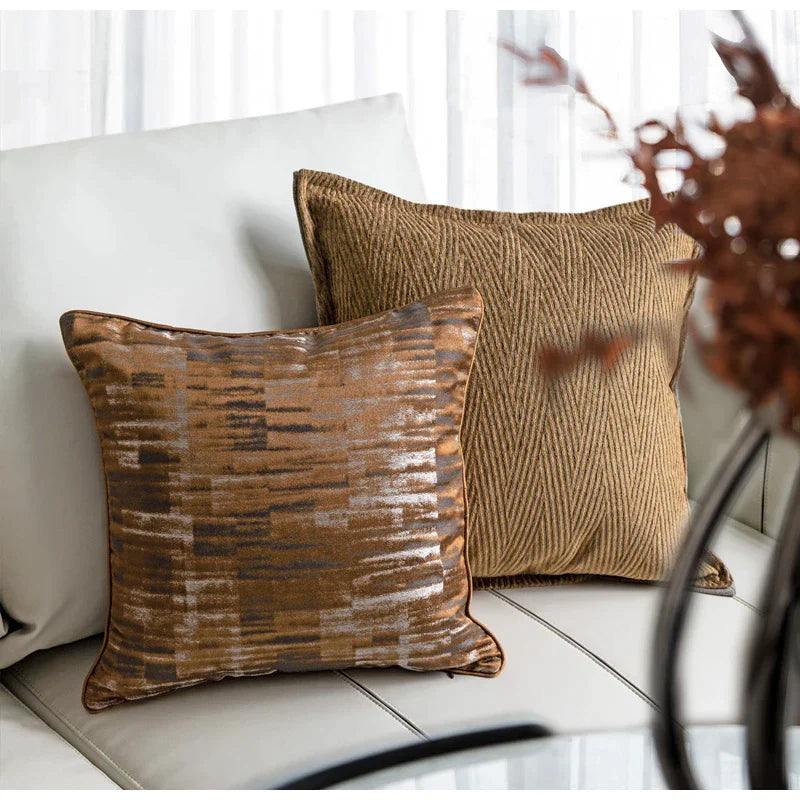 DecorBites™ Luxe Jacquard Cushion Covers - Brown Gold Coffee Color - 45x45cm