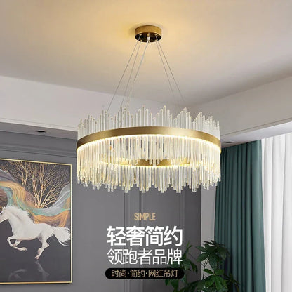 DecorBites™ Glass Rod LED Pendant Chandelier: Elegant Lighting Fixture for Home Living Dining Bedroom Decor