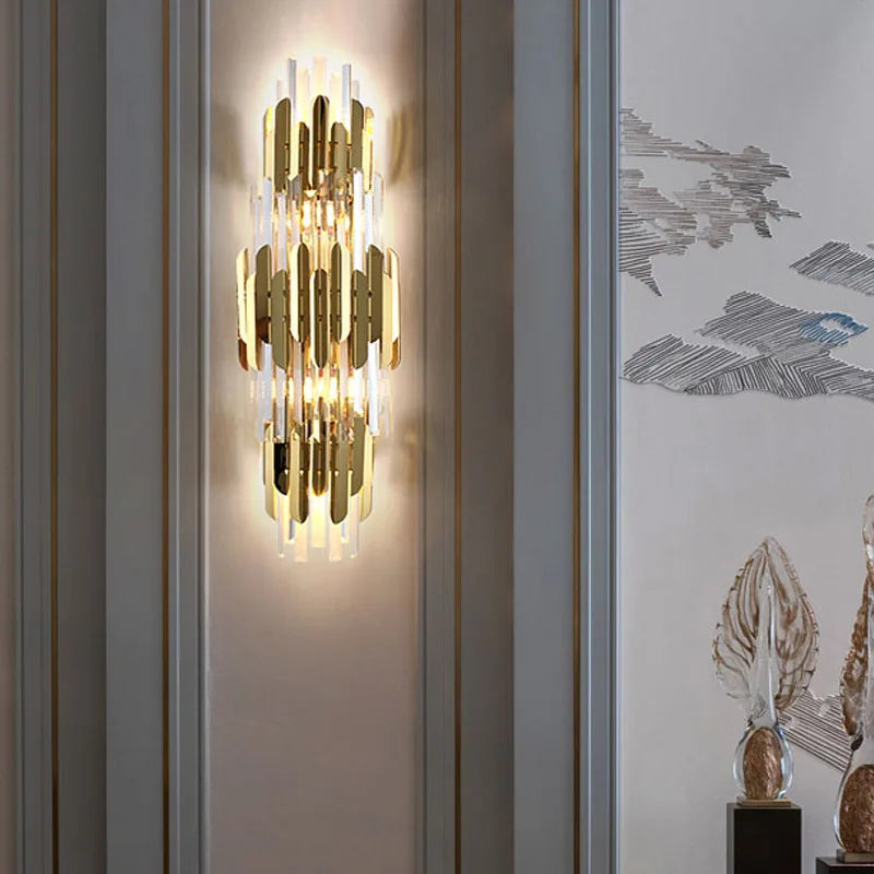 Lámpara de pared LED de cristal dorado Decorbites™ para iluminación elegante del hogar