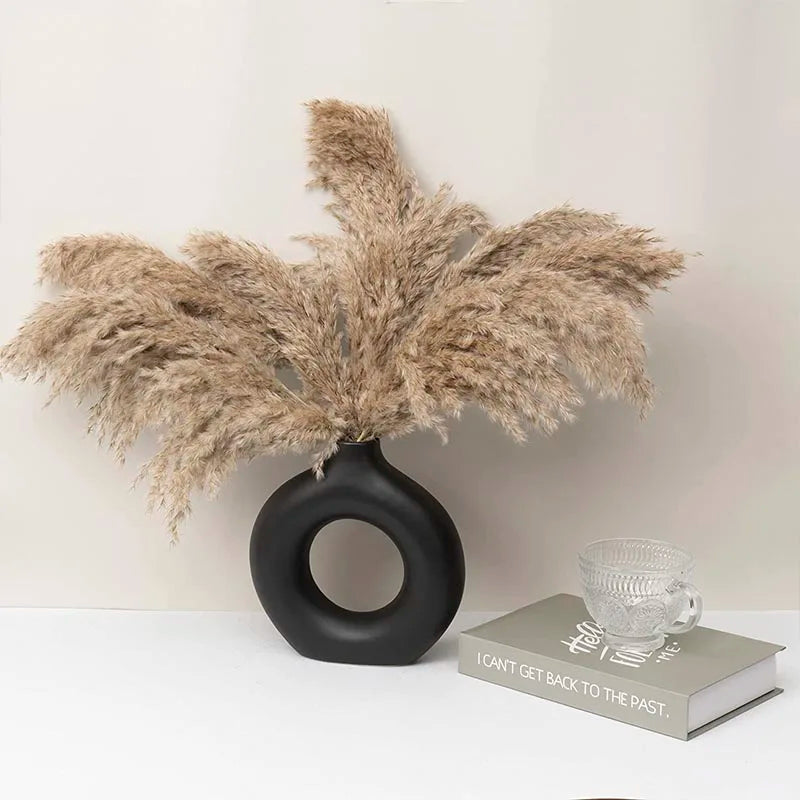 DecorBites™ Ceramic Donut Vase: Nordic Art Pampas Grass Home Decor Office Living Room