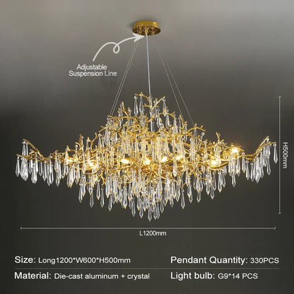 DecorBites™ Crystal Chandelier: Modern Luxury Long Light for Kitchen, Dining, Living, and Bedroom