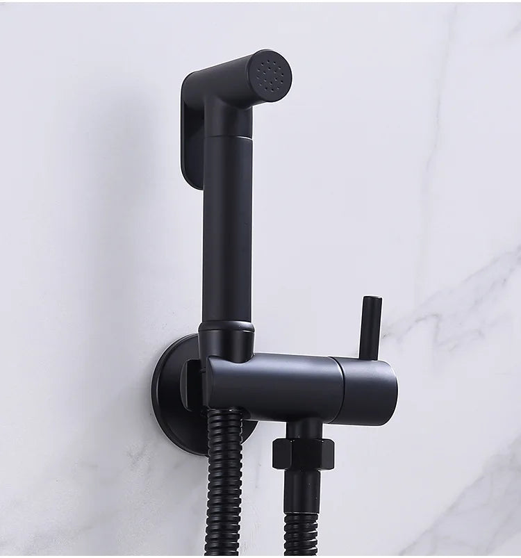 DecorBites™ Brass Wall Mount Bidet Spray Set Chrome Gold High Pressure Bathroom Shattaf Gun