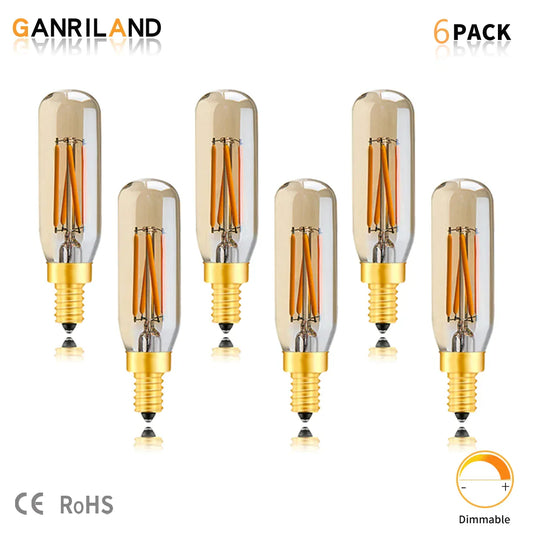 DecorBites™ Gold Tint Tubular LED Bulb E12 E14 Candelabra Dimmable 4W T25 T6
