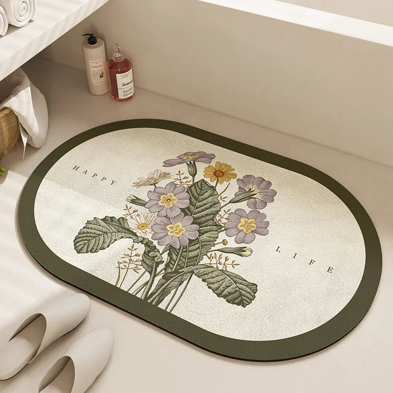 Decobites Velvet Bathroom Mat: Soft, Non-slip, Super Absorbent Bath Rug for Quick Drying