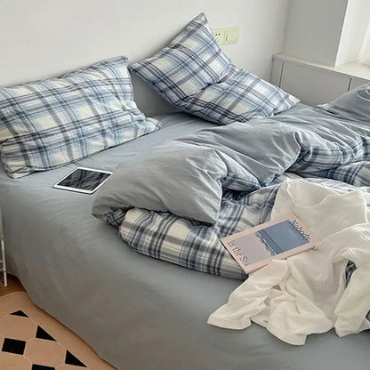 DecorBites™ Japanese Style Cotton Printed 4Pcs Bedding Set with Double-Sided Design