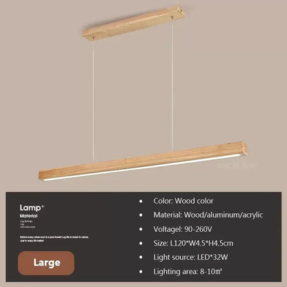 Nordic Linear Wood LED Pendant Light
