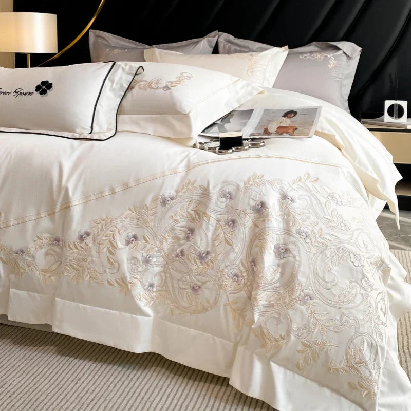 Decobites Luxury Embroidery Wedding Cotton Bedding Set