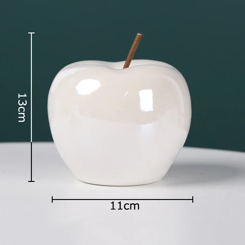 DecorBites™ Glowing Ceramic Apple Room Decor Sculpture with LED Light Display.