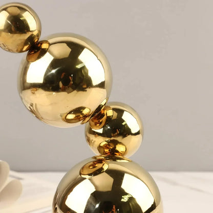 DecorBites™ Gold Metal Spheres Stack Art Pieces - Geometric Decorative Figurines
