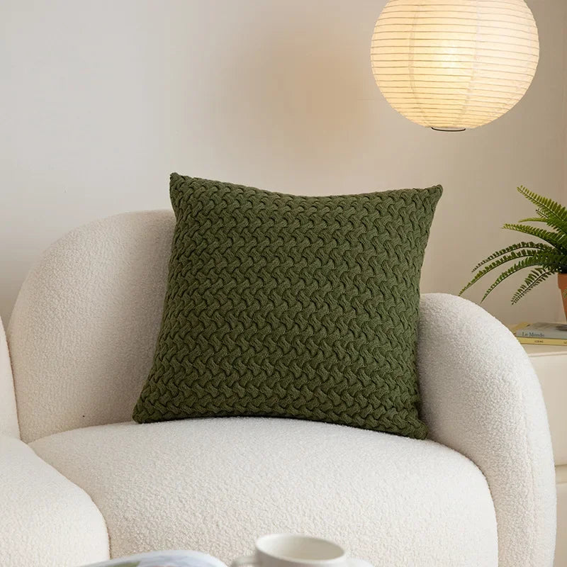 DecorBites™ Cable Knit Cotton Pillow Cover Soft Ivory Burnt Orange 45x45cm 50x50cm 60x60cm